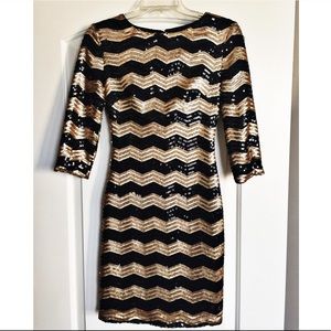 Gianni Bini Black and Gold Sequin Dress